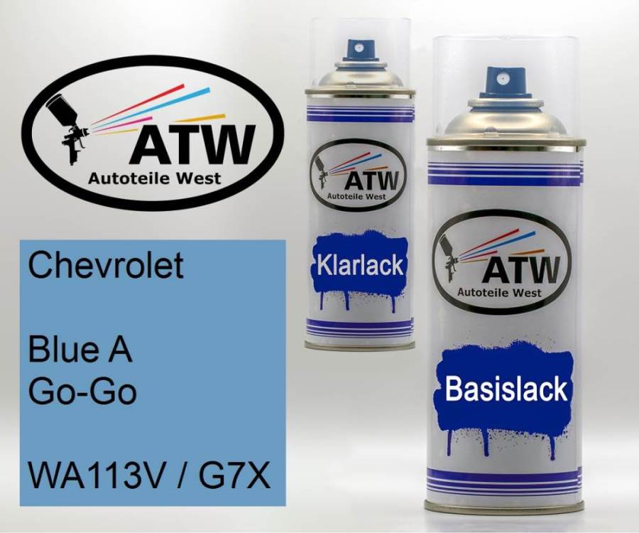 Chevrolet, Blue A Go-Go, WA113V / G7X: 400ml Sprühdose + 400ml Klarlack - Set, von ATW Autoteile West.